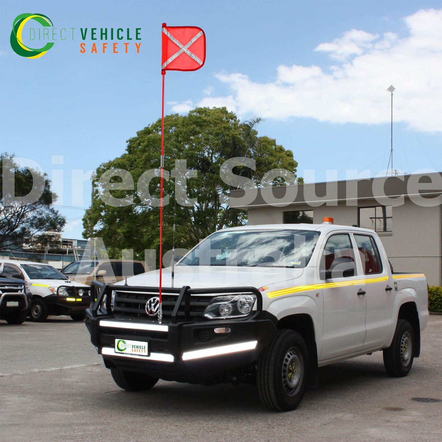 mine flag on vehicle