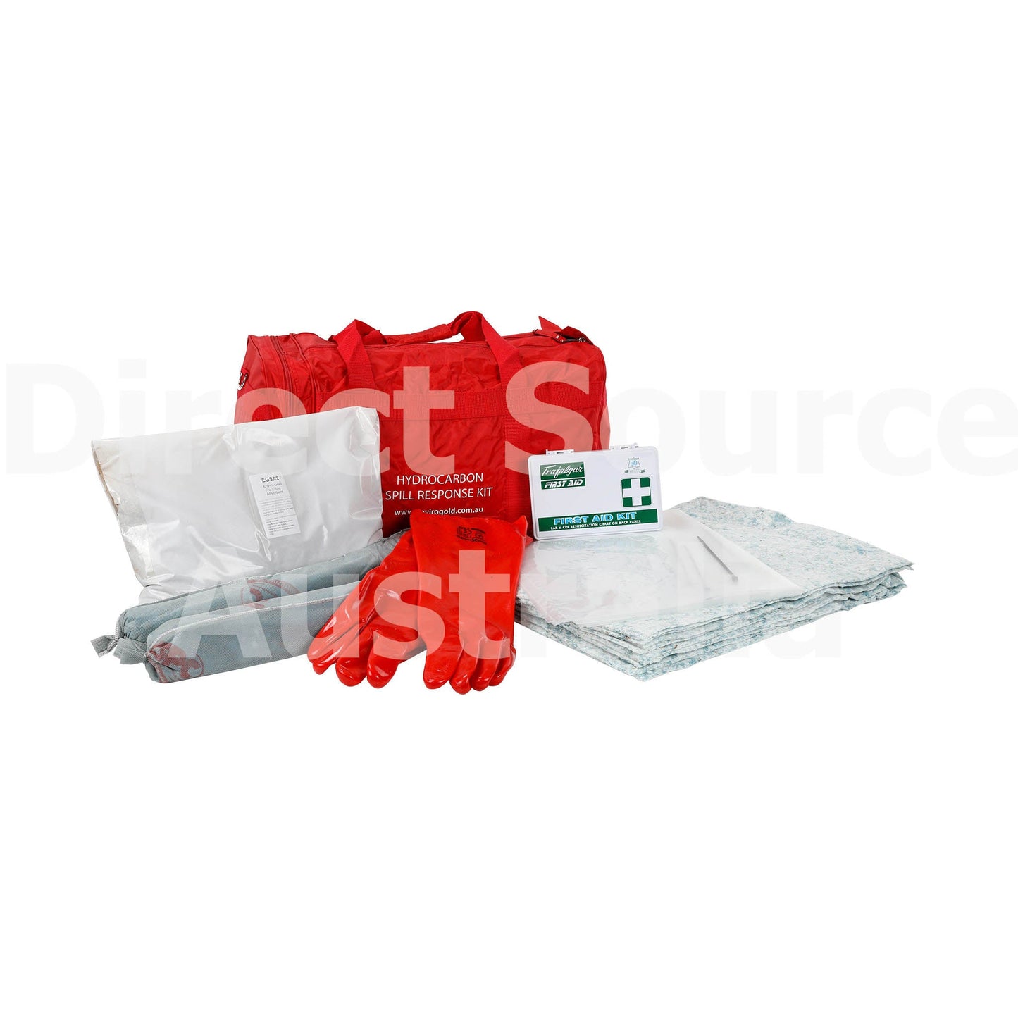 hydrocarbon spill kit with first aid in a bag