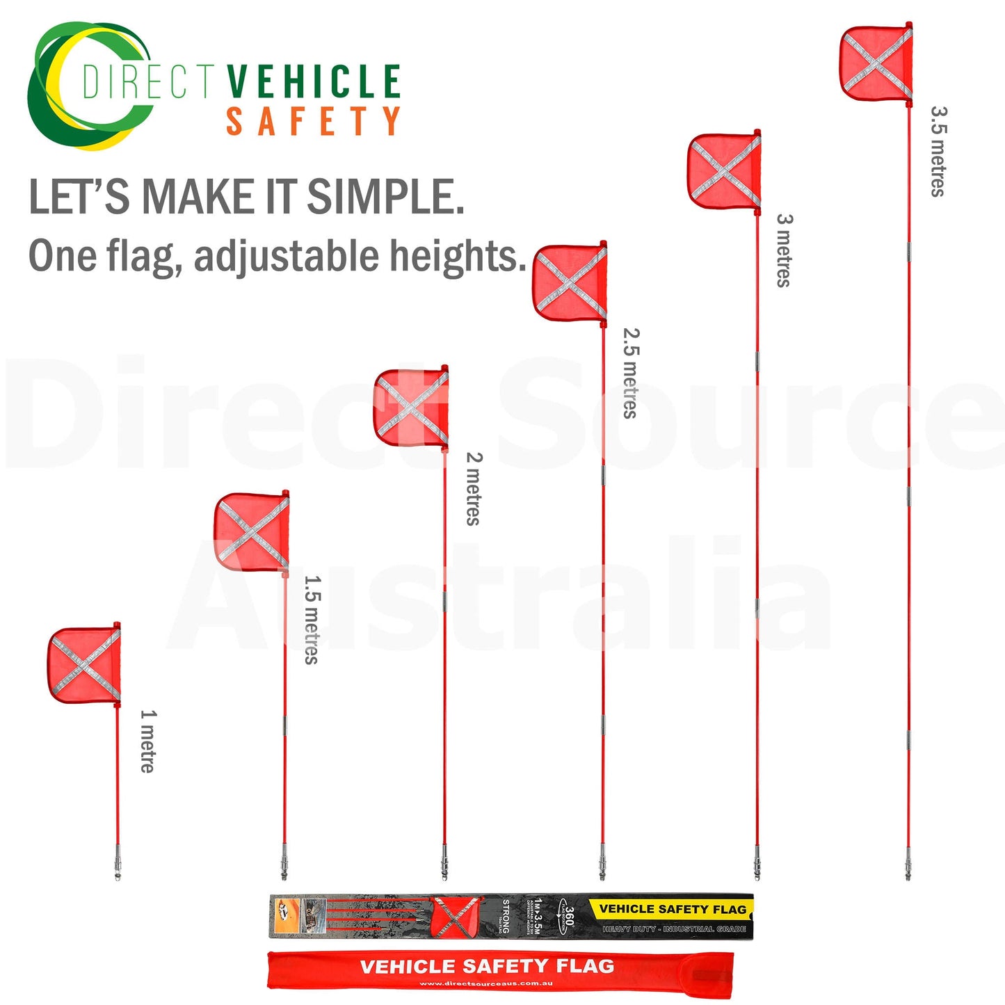 Vehicle Safety Flag Adjustable Height 1m to 3.5m