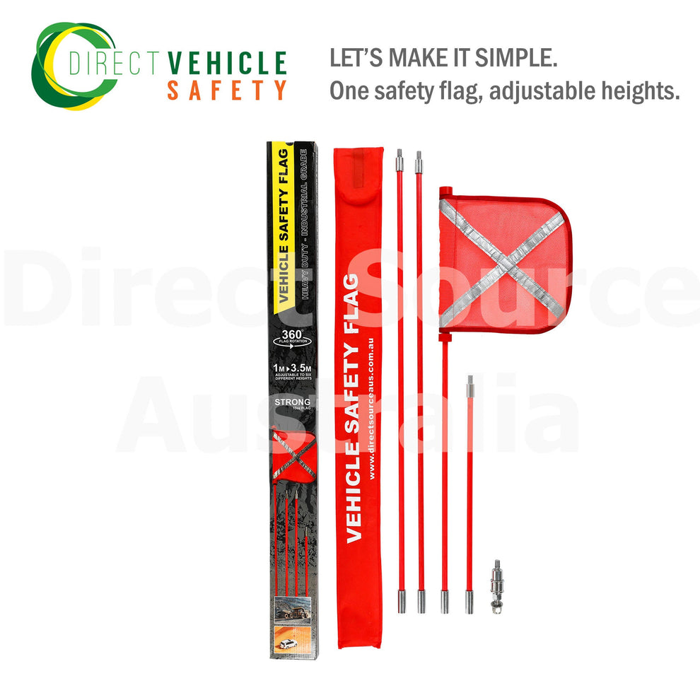 Vehicle Safety Flag 1m to 3.5m adjustable Direct Source Australia